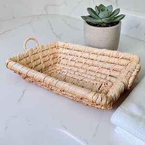 Handwoven Mini Rectangular Seagrass Serving Tray - Natural Small Trinket Tray